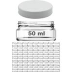 Afracam 50 cc Kavanoz Plastik Beyaz Kapaklı 50 ml Şeffaf Cam Krem Kavanoz 72 Adet