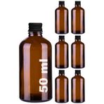 Afracam 50 cc Siyah Metal Kapaklı Hediyelik Shot Şişesi 50 ml Kolonya Koku Süs Küçük Amber Cam Şişe 6 Adet