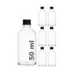 Afracam 50 cc Siyah Metal Kapaklı Hediyelik Shot Şişesi 50 ml Kolonya Koku Süs Küçük Şeffaf Cam Şişe 6 Adet - Option-1
