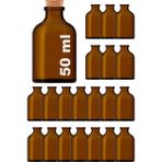 Afracam 50 ml Amber Kahverengi Şişe Mantar Tıpalı 50 Cc Hediyelik Nişan Süs Kolonya Cam Şişe 20 Adet