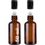 Afracam 50 Ml Çelik Roll On Şişesi 50 Cc Sızdırmaz Siyah Kapaklı Amber Cam Şişe 2 Adet - Kahverengi