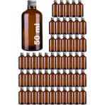 Afracam 50 ml Metal Gümüş Kapaklı Amber Hediyelik Şişesi 50 cc Kolonya Koku Süs Kahverengi Cam Şişe 50 Adet