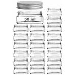 Afracam 50 ml Metal Gümüş Kapaklı Kozmetik Kavanozu 50 Cc Şeffaf Cam Krem Kavanoz 20 Adet