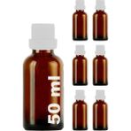 Afracam 50 ml Plastik Kilitli Beyaz Kapaklı Amber Hediyelik Şişesi 50 cc Kolonya Koku Süs Kahverengi Cam Şişe 6 Adet