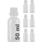 Afracam 50 ml Plastik Kilitli Beyaz Kapaklı Hediyelik Şat Şişesi 50 cc Kolonya Koku Süs Shot Cam Şişe 6 Adet