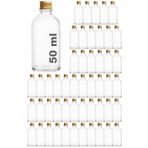 Afracam 50 ml Şeffaf Metal Gold Kapak Shot Şişesi 50 Cc Kolonya Koku Hediyelik Beyaz Cam Şişe 50 Adet