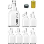 Afracam 500 ml Şeffaf Galon Kilitli Kapaklı Ve Kapüşonlu 500 Cc Kulplu Boş Cam Şişe 6 Adet