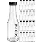 Afracam 500 ml Şeffaf Sütun Cam Şişe Meşrubat, Meyve Suyu, Limonata Şişesi 500 cc Metal Kapaklı 20 Adet - Siyah