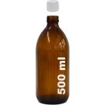 Afracam 500 ml Yuvarlak Ecza Şurup Şişesi Kilitli Beyaz Kapaklı 500 cc Amber Kahverengi Cam Şişe 1 Adet