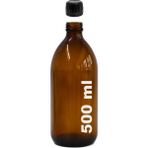Afracam 500 ml Yuvarlak Ecza Şurup Şişesi Kilitli Siyah Kapaklı 500 cc Amber Kahverengi Cam Şişe 1 Adet