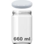 Afracam 660 cc Kavanoz Metal Beyaz Konserve Kapaklı 660 ml Şeffaf Cam Kavanoz 1 Adet