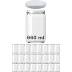 Afracam 660 cc Kavanoz Metal Beyaz Konserve Kapaklı 660 ml Şeffaf Cam Kavanoz 24 Adet