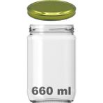 Afracam 660 cc Kavanoz Metal Gold Konserve Kapaklı 660 ml Şeffaf Cam Kavanoz 1 Adet