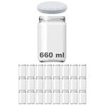 Afracam 660 ml Metal Beyaz Kapaklı Şeffaf Cam Kavanoz 24 Adet