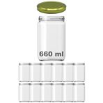 Afracam 660 ml Metal Gold Kapaklı Şeffaf Cam Kavanoz 12 Adet
