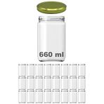 Afracam 660 ml Metal Gold Kapaklı Şeffaf Cam Kavanoz 24 Adet