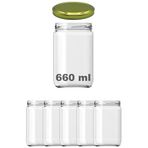 Afracam 660 ml Metal Gold Kapaklı Şeffaf Cam Kavanoz 5 Adet