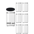 Afracam 660 ml Şeffaf Cam Kavanoz 660 cc Konserve Metal Kapaklı Cam Kavanoz 6 Adet (Şeffaf, 660 cc)
