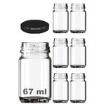 Afracam 67 ml Şeffaf Shot Kavanoz 67 cc Konserve Metal Siyah Kapaklı Cam Kavanoz 6 Adet