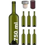 Afracam 750 Ml Yeşil Şarap Şişesi Sentetik Mantar Tıpalı Kapüşonlu Boş Çukur Cam Şişe 6 Adet