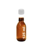 Afracam Amber Ecza Şişesi, 125 ml, Kahverengi Cam, Plastik Contalı Kilit Kapak, Hava ve Sıvı Sızdırmaz, 28mm Ağız Çaplı, Parfüm Demlemek İçin Uygun, 1 Adet (125 ml, Beyaz Kapak)