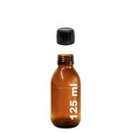 Afracam Amber Ecza Şişesi, 125 ml, Kahverengi Cam, Plastik Contalı Kilit Kapak, Hava ve Sıvı Sızdırmaz, 28mm Ağız Çaplı, Parfüm Demlemek İçin Uygun, 1 Adet (125 ml, Siyah Kapak)