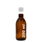 Afracam Amber Ecza Şişesi, 250 ml, Kahverengi Cam, Plastik Contalı Kilit Kapak, Hava ve Sıvı Sızdırmaz, 28mm Ağız Çaplı, Parfüm Demlemek İçin Uygun, 1 Adet (250 ml, Beyaz Kapak)