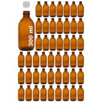 Afracam Amber Ecza Şişesi, 300 ml, Kahverengi Cam, Plastik Contalı Kilit Kapak, Hava ve Sıvı Sızdırmaz, 28mm Ağız Çaplı, Parfüm Demlemek İçin Uygun, 48 Adet (300 ml, Beyaz Kapak)
