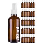 Afracam Amber Kapaklı Beyaz Cam Şişe 30x50 ml Sprey Fısfıs Dezenfektan Kolonya