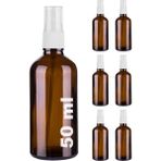 Afracam Amber Kapaklı Beyaz Cam Şişe 6x50 ml Sprey Fısfıs Dezenfektan Kolonya