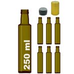 Afracam Kalın Cam Şişe Seti, 250 ml, Yağdanlık Akıtıcılı Kapaklı, Yağlık ve Sirkelik, Kapüşonlu, 6 Adet, Yeniden Kullanılabilir (Yeşil, Dorika (Yuvarlak))
