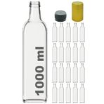 Afracam Maraska Şeffaf 1000 ml Kilitli Kapaklı ve Kapüşonlu Boş Cam Şişe 20 Adet