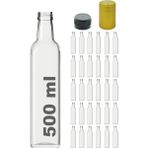 Afracam Maraska Şeffaf 500 ml Kilitli Kapaklı ve Kapüşonlu Boş Cam Şişe 30 Adet