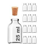 Afracam Şeffaf 25 ml / 25 cc Mantar Tıpalı Boş Cam Şişe - 12 Adet