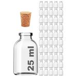 Afracam Şeffaf 25 ml / 25 cc Mantar Tıpalı Boş Cam Şişe - 50 Adet