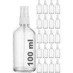 Afracam Şeffaf Kapaklı Beyaz Cam Şişe 20x100 ml Sprey Fısfıs Dezenfektan Kolonya