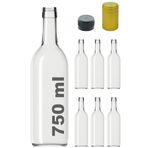 Afracam Standart Şeffaf 750 ML Sızdırmaz Kapaklı Ve Kapüşonlu Boş Cam Şişe 6 Adet