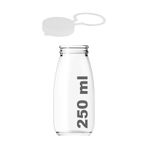 Afracam Süt Ayran Şişesi Şeffaf 250 Ml Plastik Kapaklı Cam Şişe