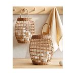 AFRALYAHOME Hasır Bambu Rattan Çok Amaçlı Dekoratif Duvar Saksısı Çiçeklik Sepet/askılı Sepet-gazetelik