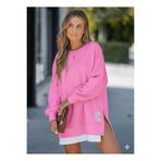 Afri Kadın Oversize Sweatshirt Yan Fermuar Detaylı Uzun Kollu Pembe Tunik
