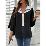 Afri Kadın Panço Fermuarlı Sweat – Oversize Kesim, 3 Iplik Şardonlu Kumaş - Siyah