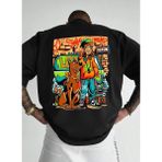 Afri Scooby-Doo & Shaggy Graffiti Baskılı Oversize T-Shirt - %100 Pamuk Süprem - Siyah Streetwear Tişört - 2XL