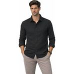 Afri Siyah Erkek Yarım Oversize Keten Gömlek – Rahat Kesim, Yazlık Nefes Alan Kumaş - XL