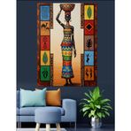 Afrika Desenli Totem Figür Dekoratif Kanvas - Mdf Ahşap Tablo