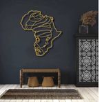 Afrika DNA Metal Duvar Sanatı, Afrikalı Kadın Figür Sanatı, Afrika Duvar Dekoru, Kadın Metal Duvar Haritası, Afrika Metal Duvar Sanatı, Metal Afrika Haritası, Afrika Ev Dekoru (ALTIN, 19.7" x 18")