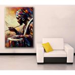 Afrikalı Müzisyen Yağlı boya Görünüm Kanvas Tablo afr35 - Dekoratif Duvar Sanatı (50x70cm)