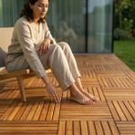 Afro Garden Ardhı Teak Deck Ahşap Bahçe Yer Döşeme Karosu (30X30CM / 50X50CM) - 50x50 cm - şaşırtmalı