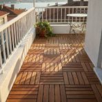 AfroTeak Balkon Ahşap Deck Döşeme Geçmeli Yer Karosu - Dış Mekan Teak Zemin Kaplama 30X30CM Tik Ağacı