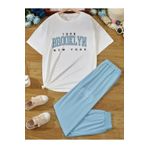 Afternoon Kids Erkek/Kız Çocuk Beyaz T-Shirt " Mavi Brooklyn" Baskılı Eşofman Takımı