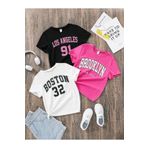 Afternoon Kids Kız Çocuk 3'lü Paket Siyah ''Los Angeles, Brooklyn, Boston'' Baskılı T-shirt